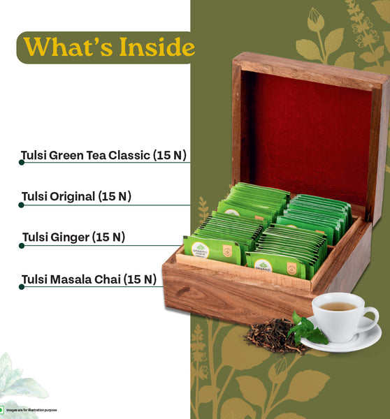 Wooden Gift Box 60 Teabags (New)