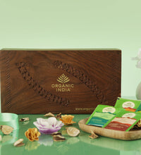 wooden gift box with tea