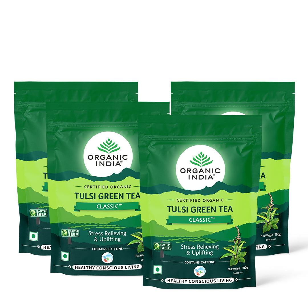 Tulsi Green Tea Classic 100 gm zipper (Pack of 4 )