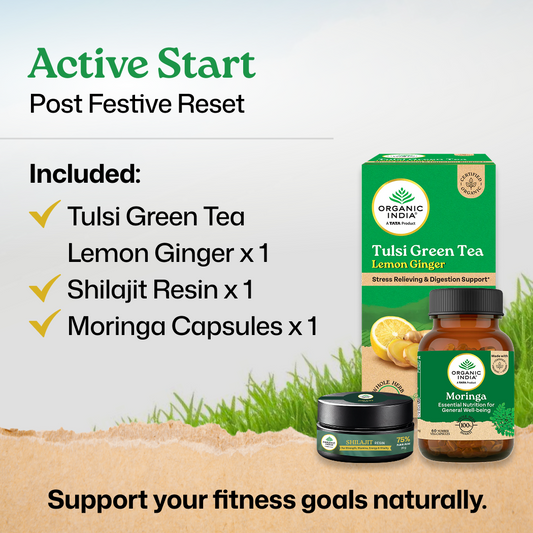 Active Start Combo | Tulsi Lemon Ginger Tea, Shilajit & Moringa