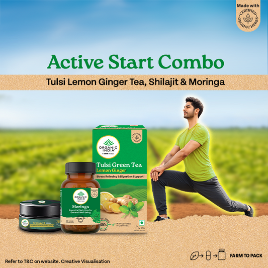 Active Start Combo | Tulsi Lemon Ginger Tea, Shilajit & Moringa