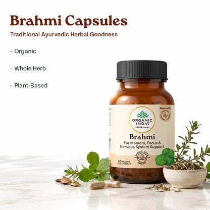 Organic India Brahmi Capsules – Organic Herbal Supplement | 60 Capsules