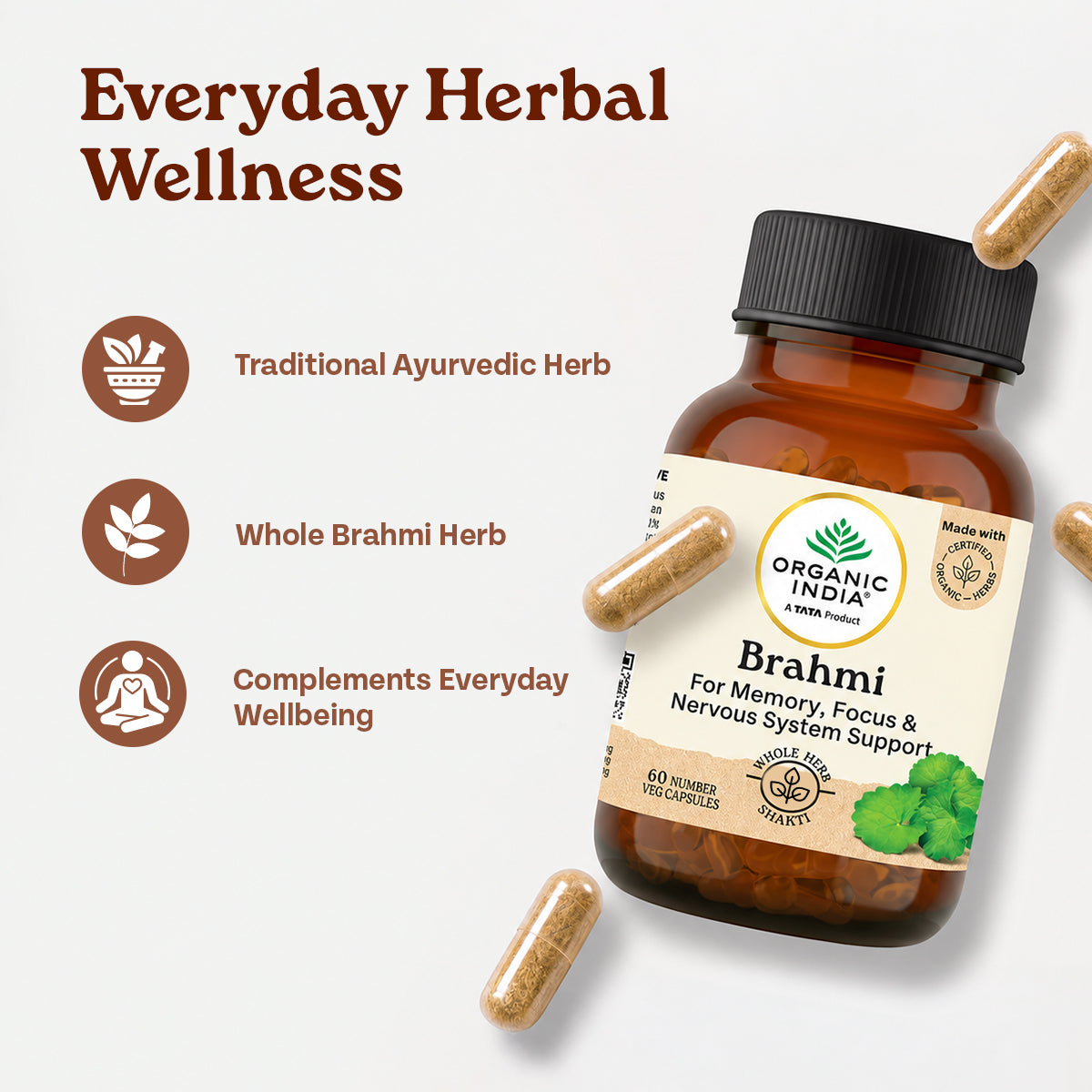 Organic India Brahmi Capsules Benefits: Supports Memory, Focus and Mental Fitness