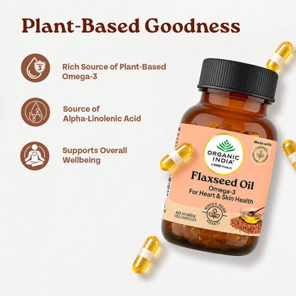 Organic India Flaxseed Oil Capsules with Plant-Based Goodness
