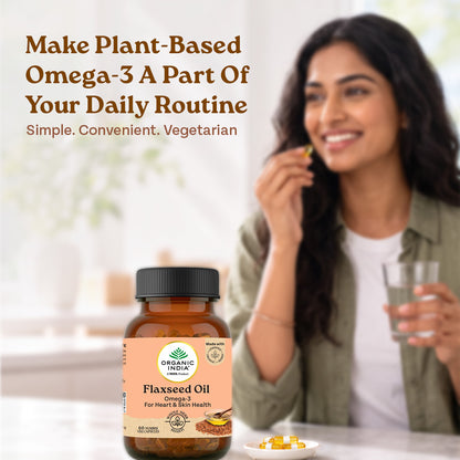 Organic India Flaxseed Oil Capsules for Daily Plant-Based Omega-3 Support