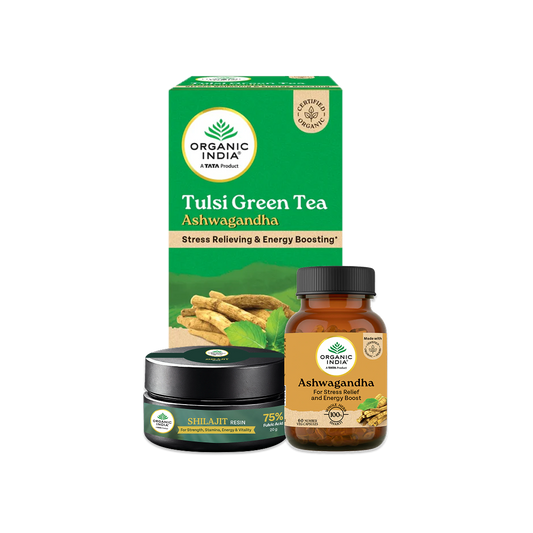 Calm & Balance Combo | Tulsi Ashwagandha Tea, Ashwagandha & Shilajit