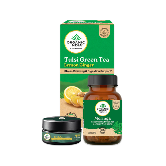Active Start Combo | Tulsi Lemon Ginger Tea, Shilajit & Moringa