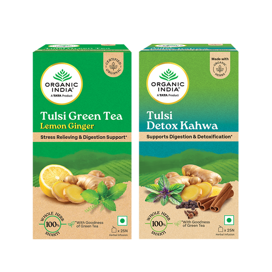 Tulsi Green Tea Lemon Ginger & Detox Kahwa Combo