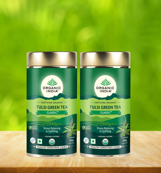 Tulsi Green Tea Classic 100g Tin ( Pack of 2)