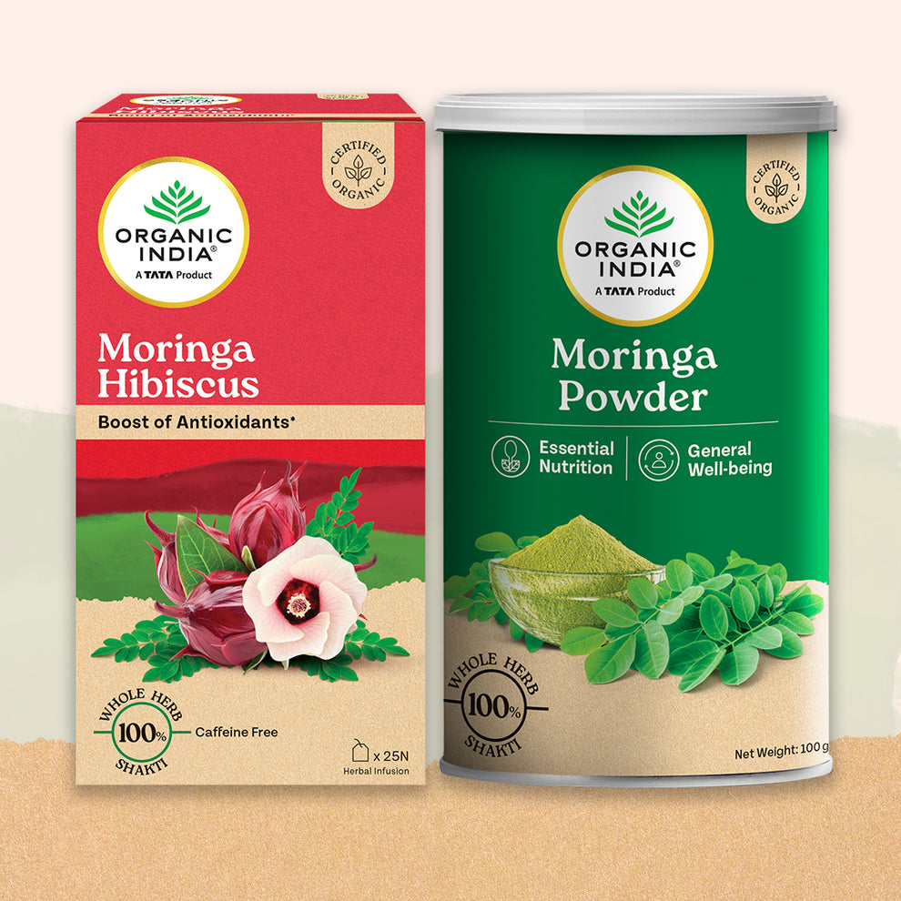 Moringa (Powder + Moringa Hibiscus Tea) Combo – Organic India