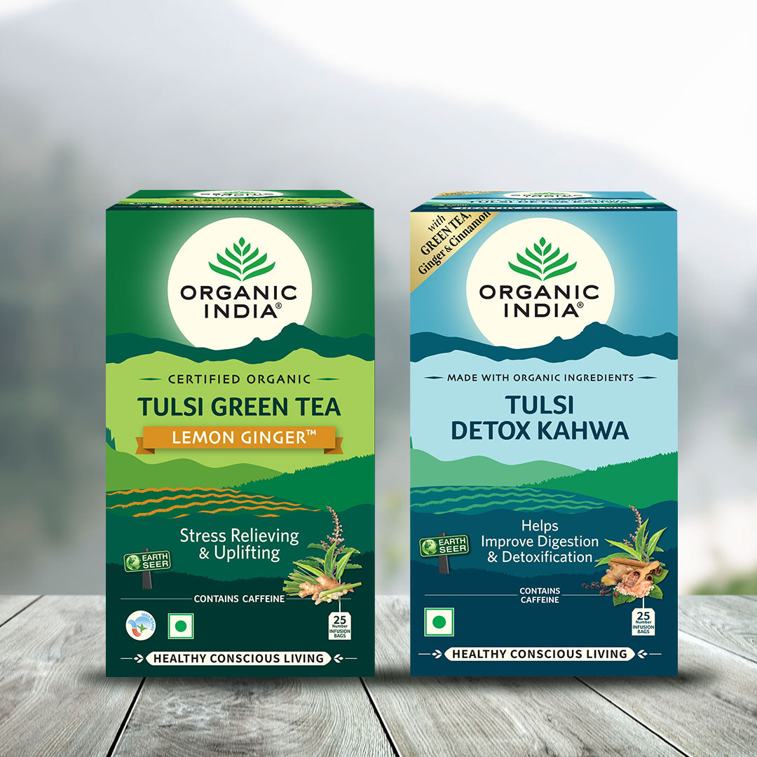 Tulsi Green Tea Lemon Ginger & Detox Kahwa Combo