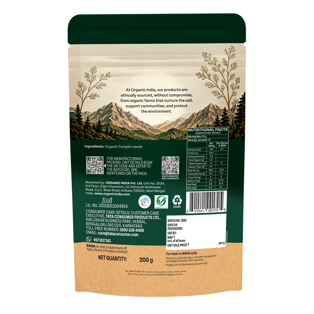 Organic Pumpkin Seeds - A TATA Product